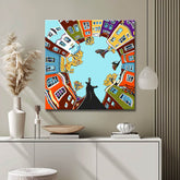 Painting by Numbers Art Illustration Curved Colorful Houses Next To Each Other